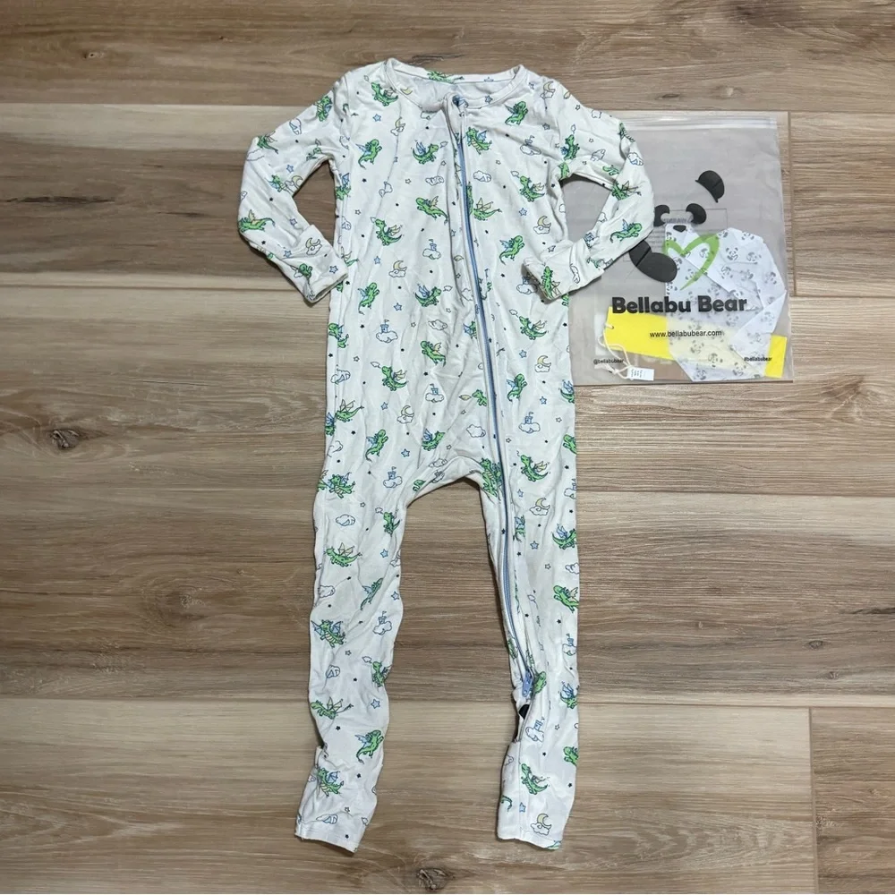 Bellabu Bear Kids' Dragons Convertible Footie Fitted One-Piece Pajamas